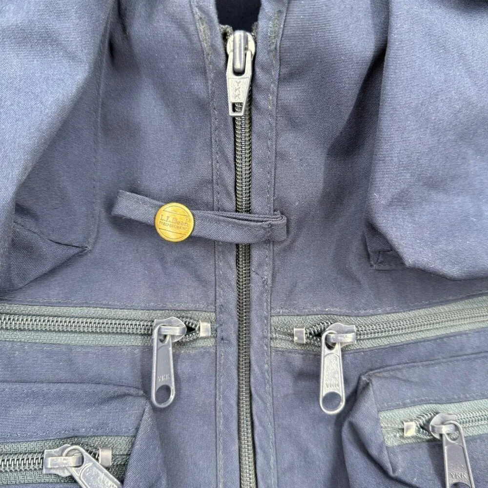 LL Bean VTG Fishing Tactical Vest Size L Blue Cargo Pockets Outdoor Sportsman